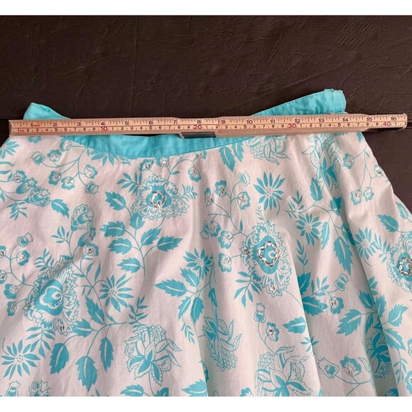 Ana Floral Sequin A Line Swing Lined Skirt Womens 4 Turquoise Boho Hippie Beachy - Picture 7 of 8
